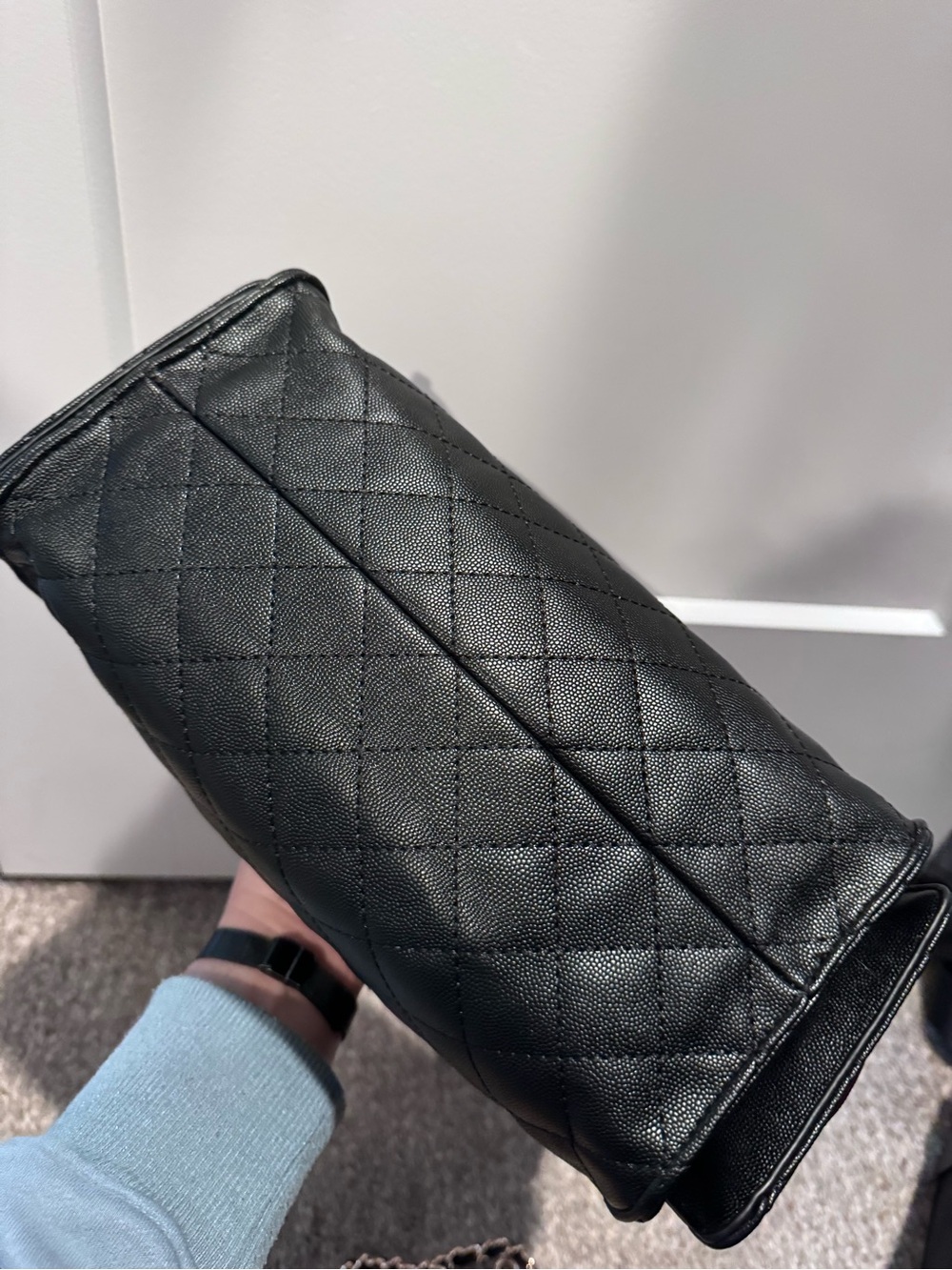 Black Quilted Chain-Accent Shoulder Bag - Picture 12 of 12